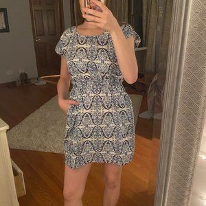 Blue and White Paisley Summer Dress